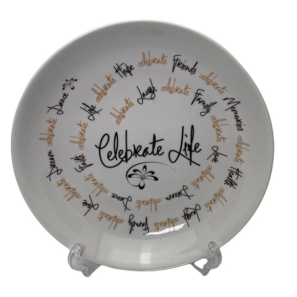 Celebrate Life Decorative Plate/Dish & Stand - Picture 1 of 9